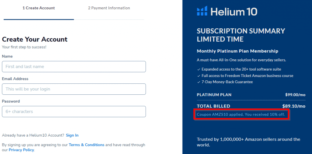 Helium 10 Code Anmeldung